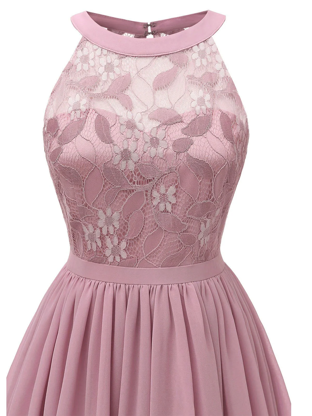 Pink 1950s Floral Lace Swing Dress - Image 4