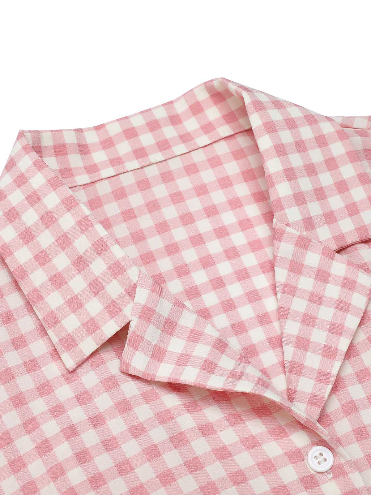 Pink 1950s Gingham Plaid Lapel Shirt - Image 5