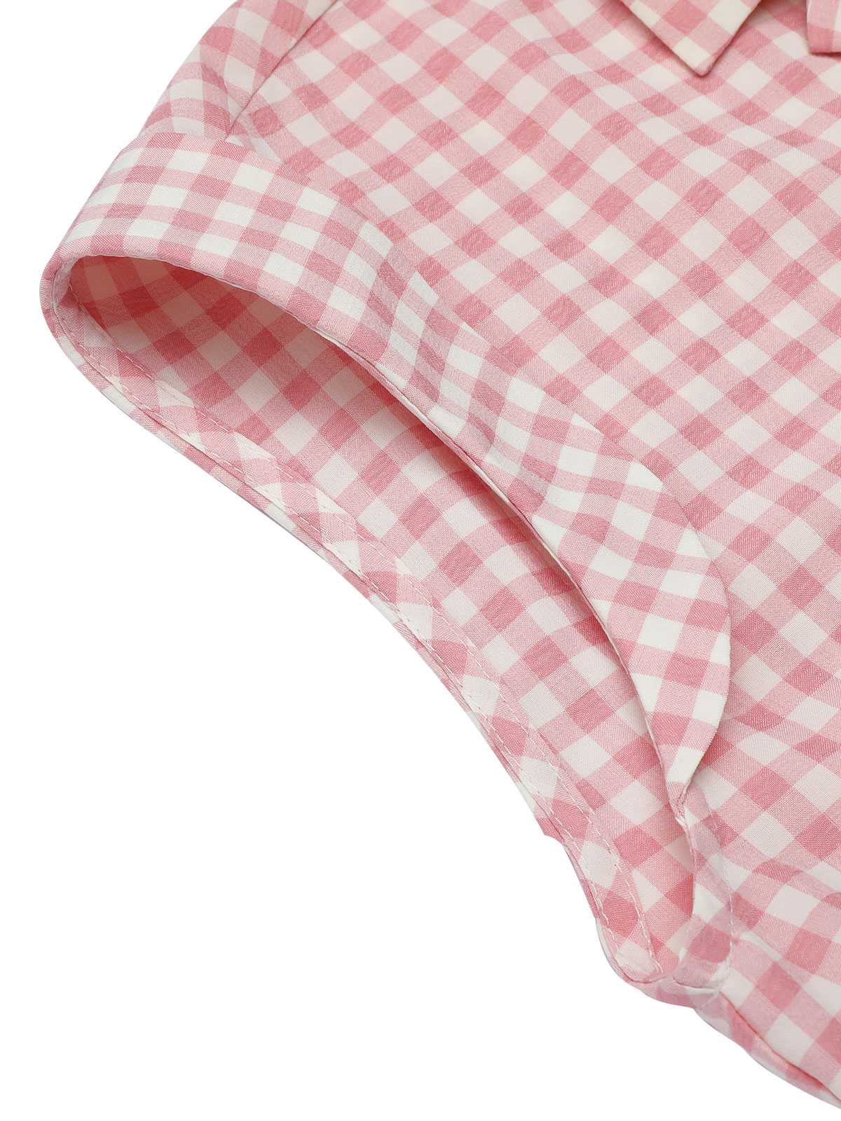 Pink 1950s Gingham Plaid Lapel Shirt - Image 6