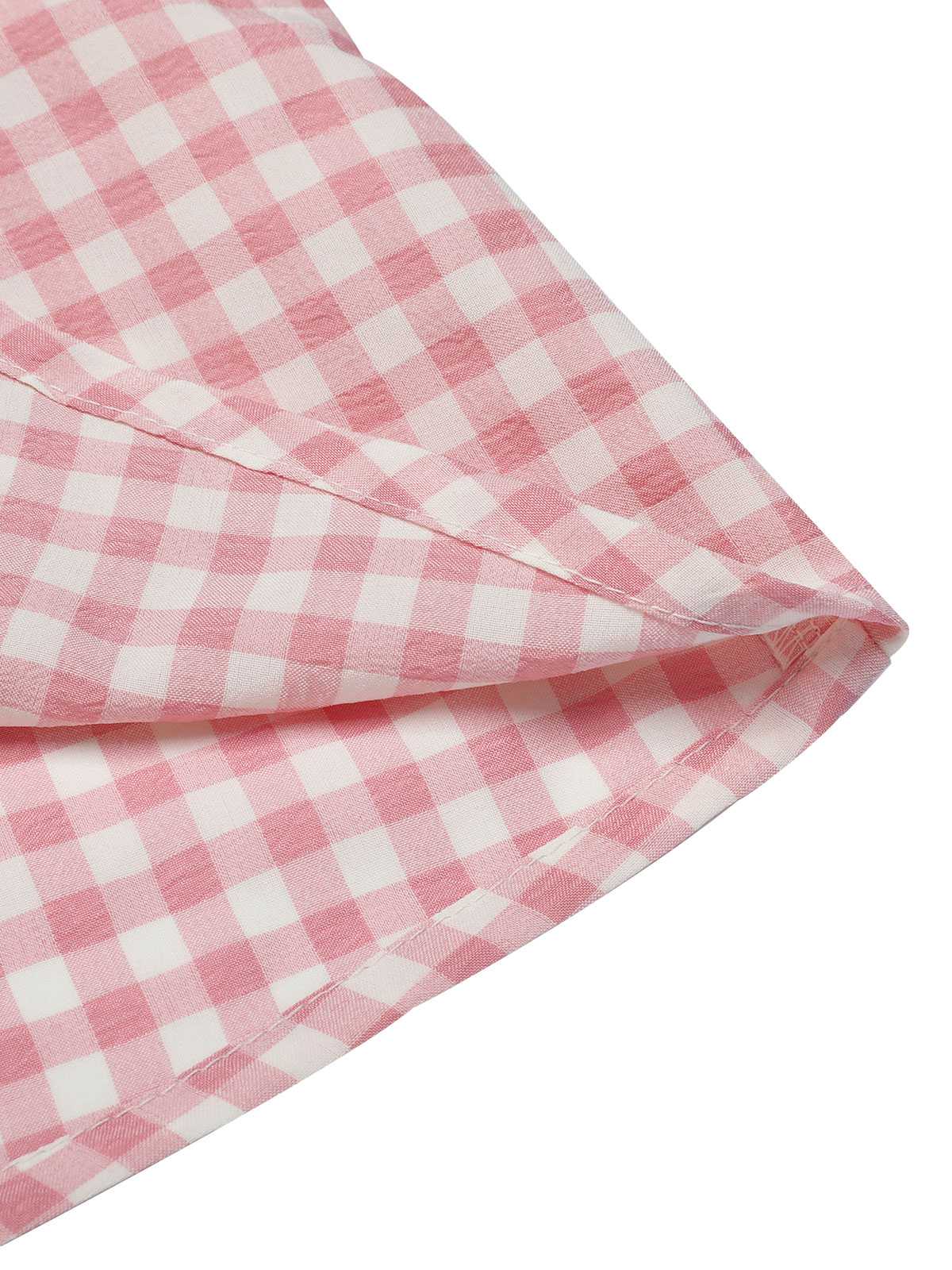 Pink 1950s Gingham Plaid Lapel Shirt - Image 7