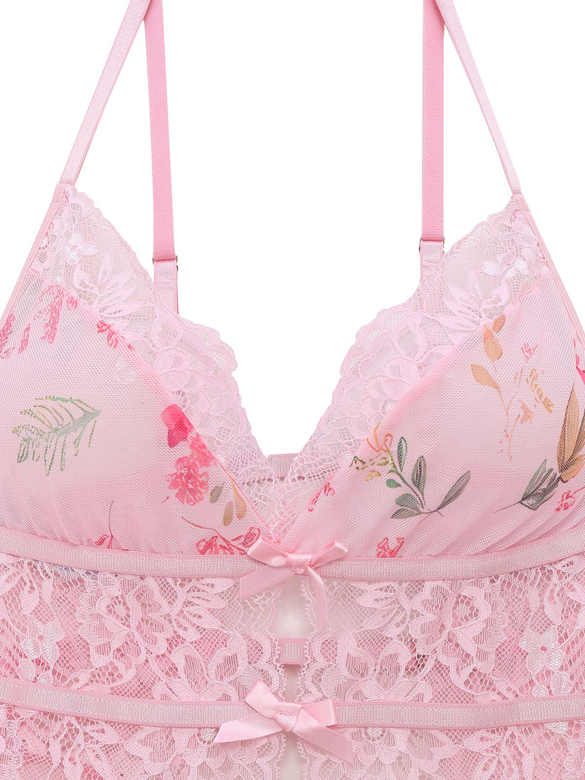 Pink 1970s Floral Lace Sheer Nightgown - Image 3