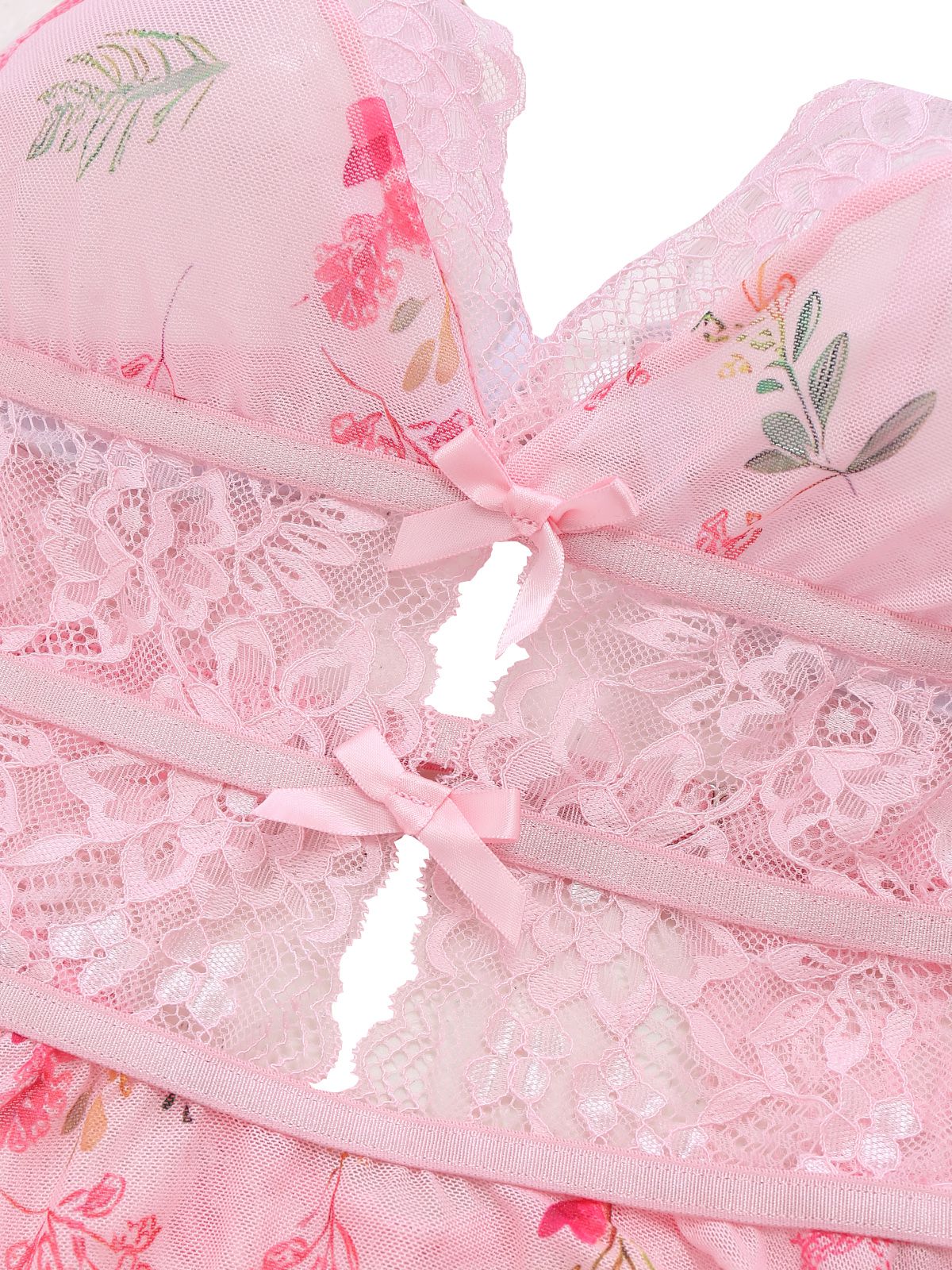 Pink 1970s Floral Lace Sheer Nightgown - Image 4