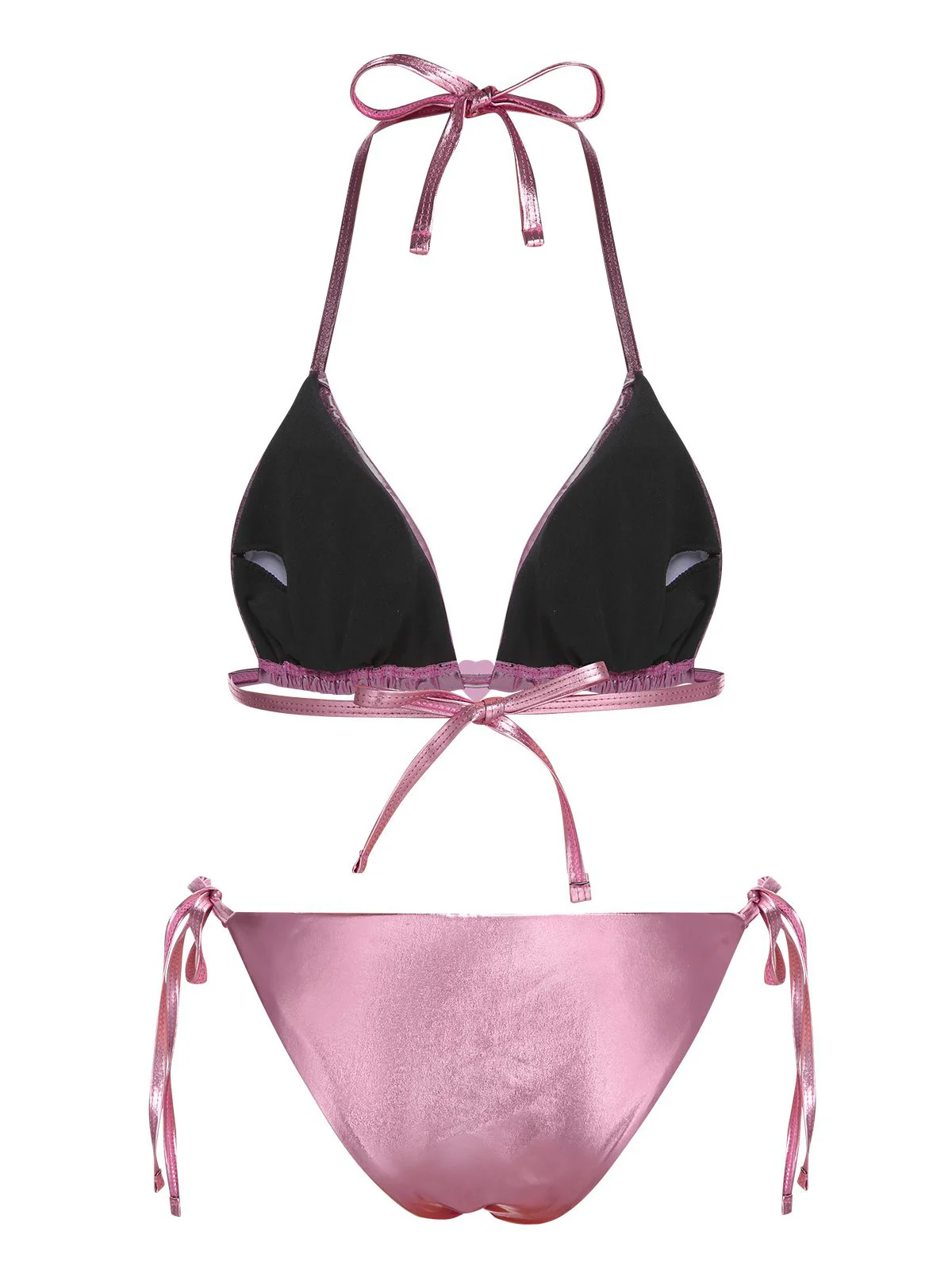 Pink 1970s Metallic 3D Heart Swimsuit - Image 4