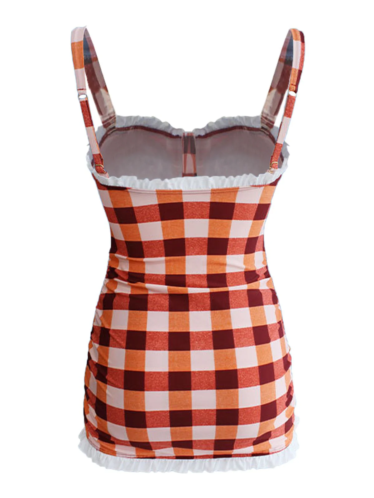 1950s Plaid Bow Strap Ruffled Tankini - Image 4