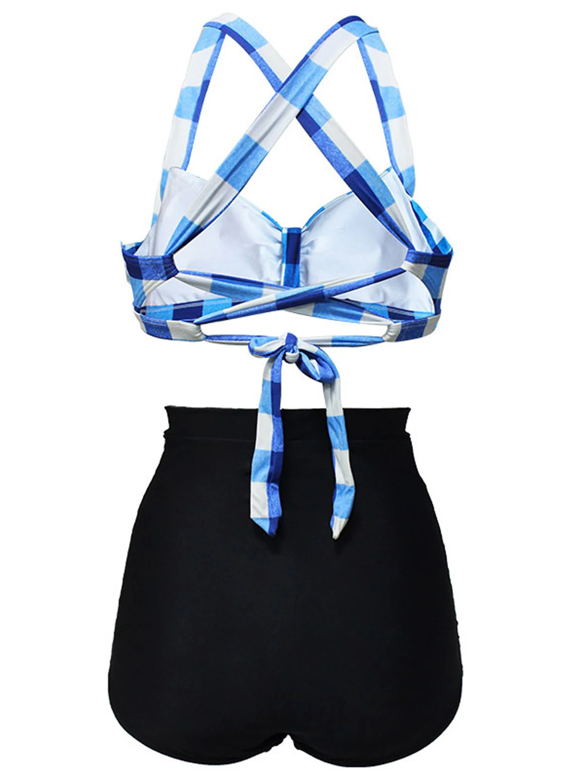 1950s Plaid Criss Cross Pleated Bikini - Image 4