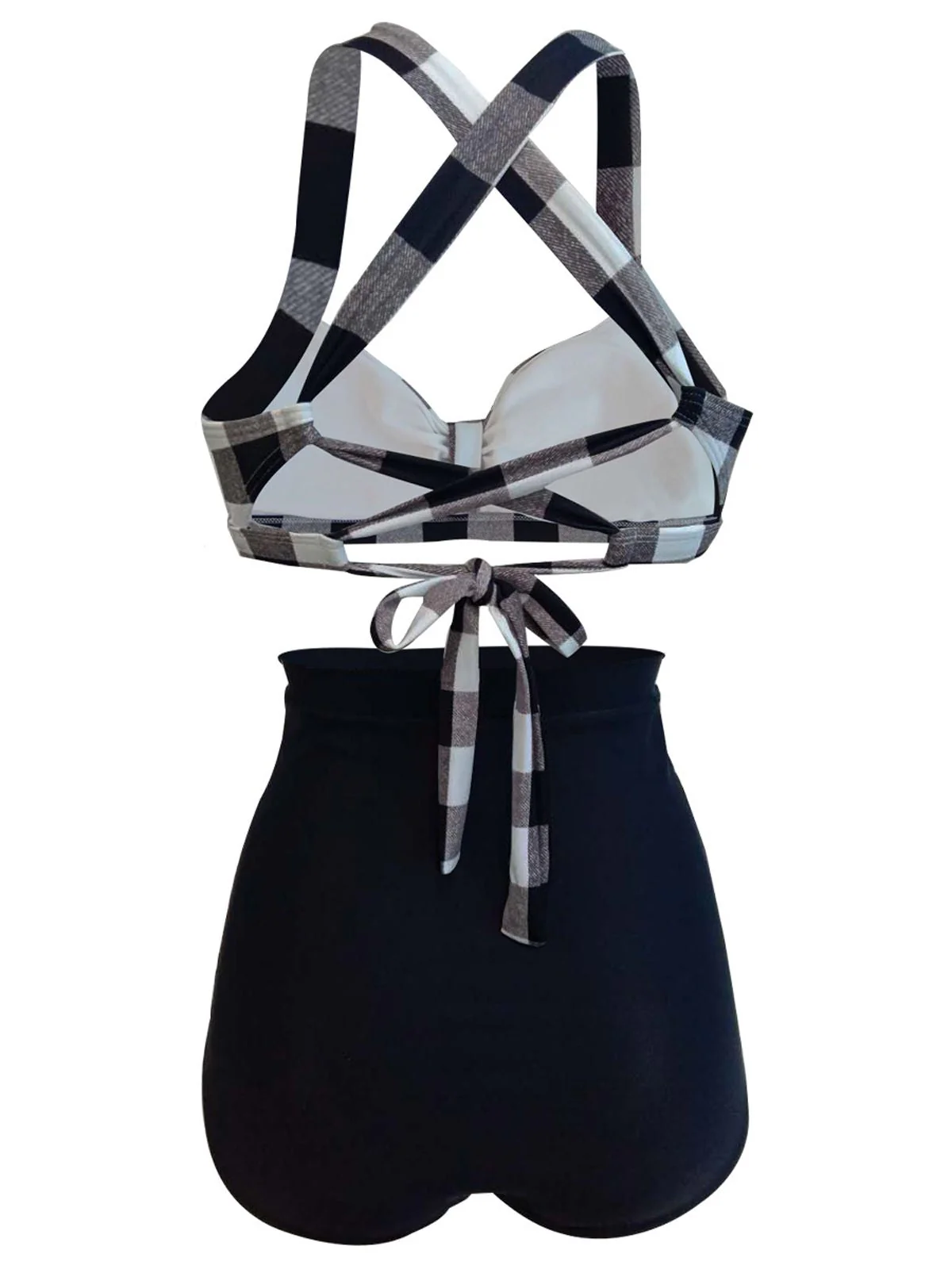 1950s Plaid Criss Cross Pleated Bikini - Image 6