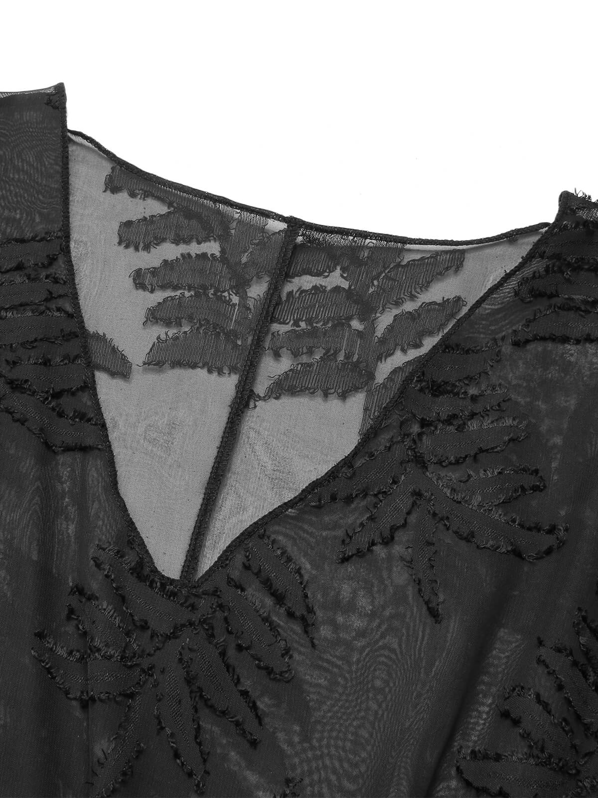 [Plus Size] Black 1950s Leaves Mesh Cover-up - Image 5