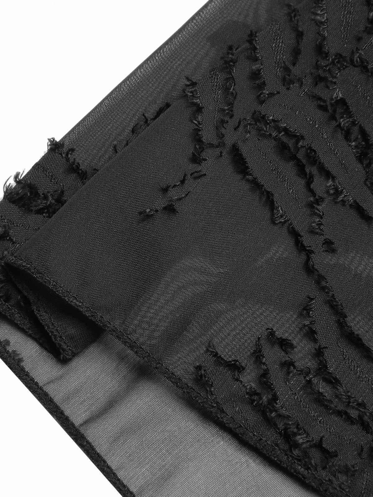 [Plus Size] Black 1950s Leaves Mesh Cover-up - Image 6