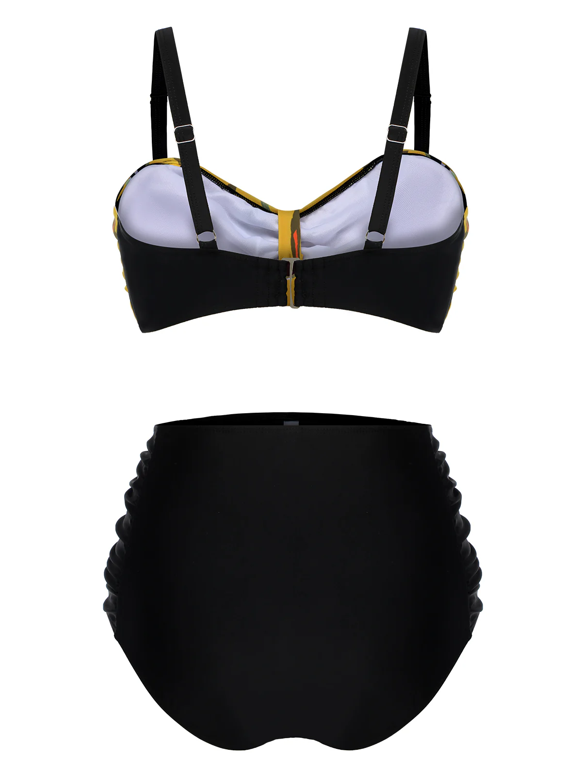 [Plus Size] Yellow 1930s Contrast Floral Strap Swimsuit - Image 4