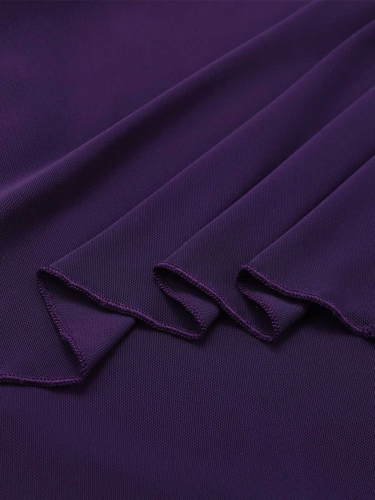 Purple 1940s Flare Double Layers Mesh Ruffle Blouse - Image 5