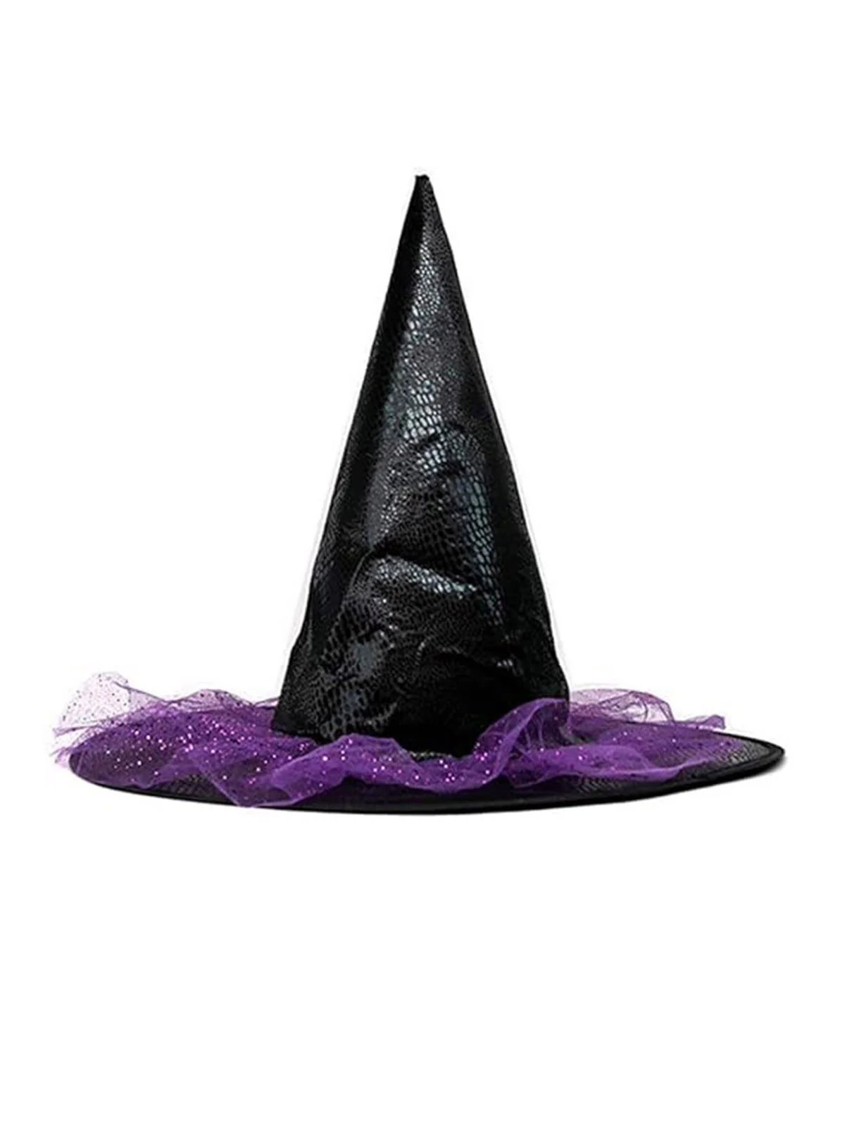 Purple Pointed Halloween Leather Witch Hat - Image 4