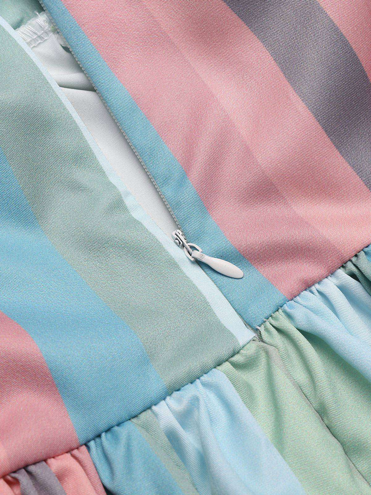 Rainbow 1950s Stripe Pocket Swing Dress - Image 8