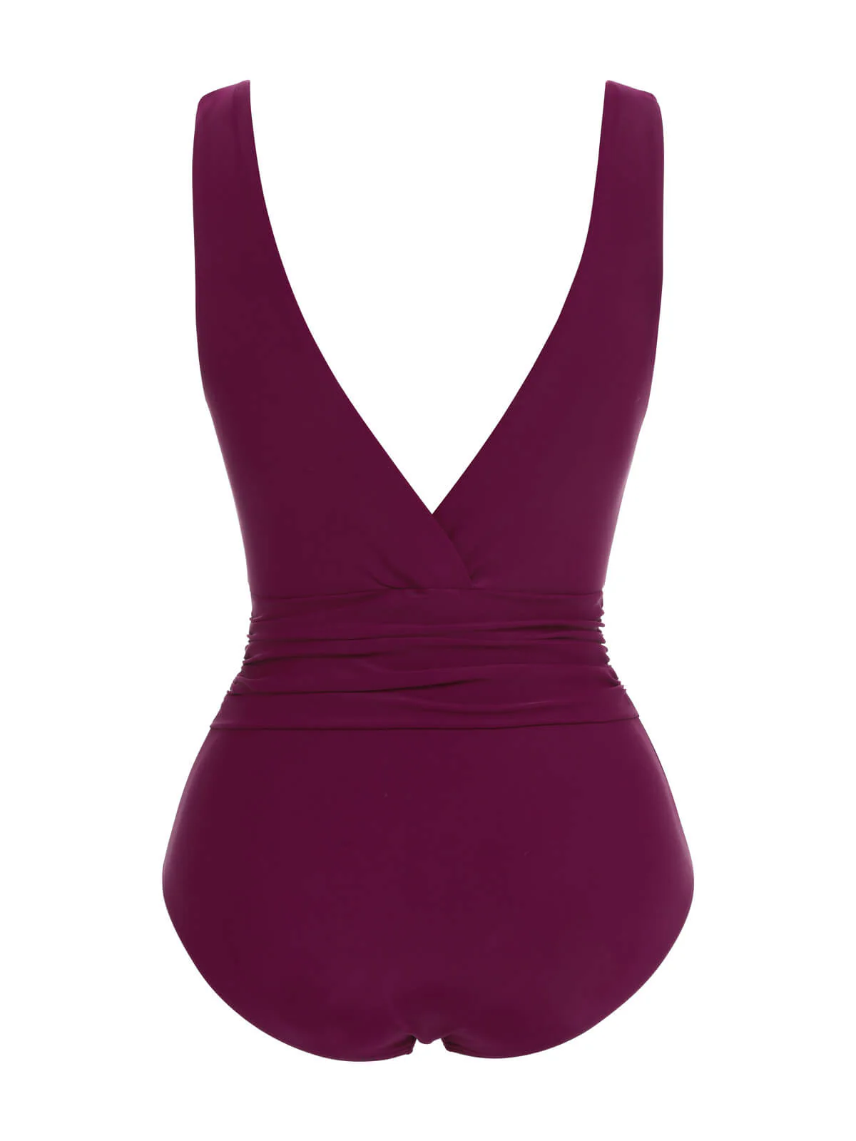 Raspberry Purple 1960s V-Neck One-piece Swimsuit - Image 3