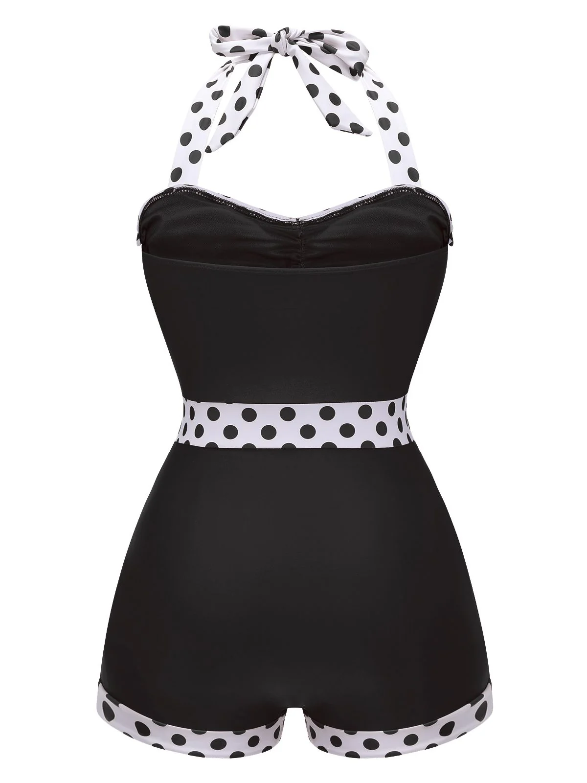 Red 1940s Halter Patchwork One-piece Swimsuit - Image 13