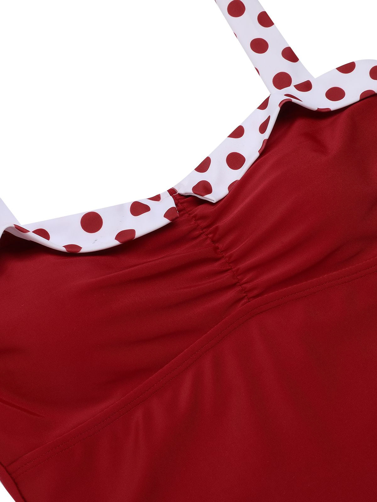 Red 1940s Halter Patchwork One-piece Swimsuit - Image 5