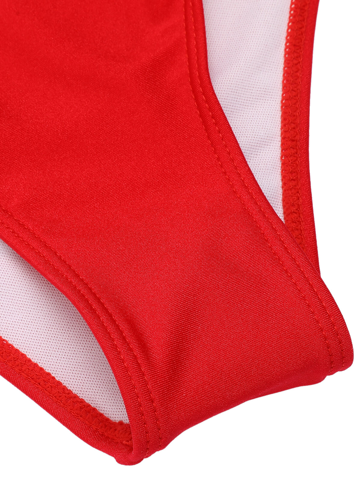 Red 1940s V-Neck Solid One-piece Swimsuit - Image 6