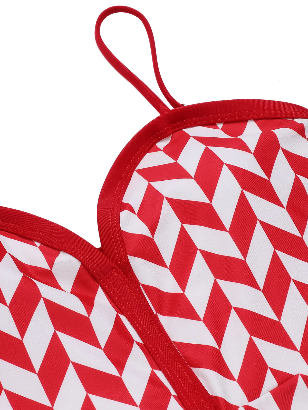 Red 1950s Diamond Plaid Heart Collar Swimsuit - Image 5