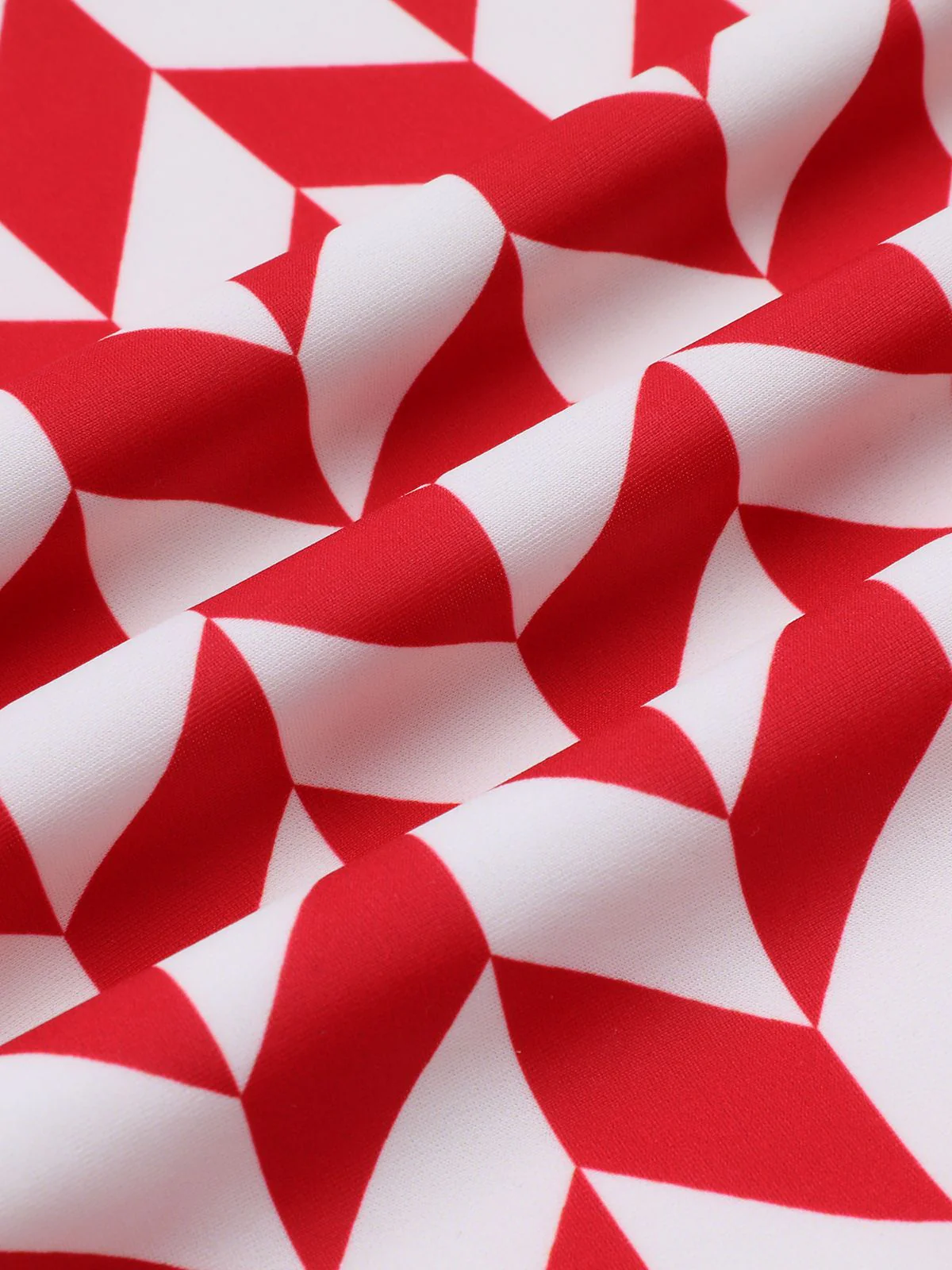 Red 1950s Diamond Plaid Heart Collar Swimsuit - Image 6