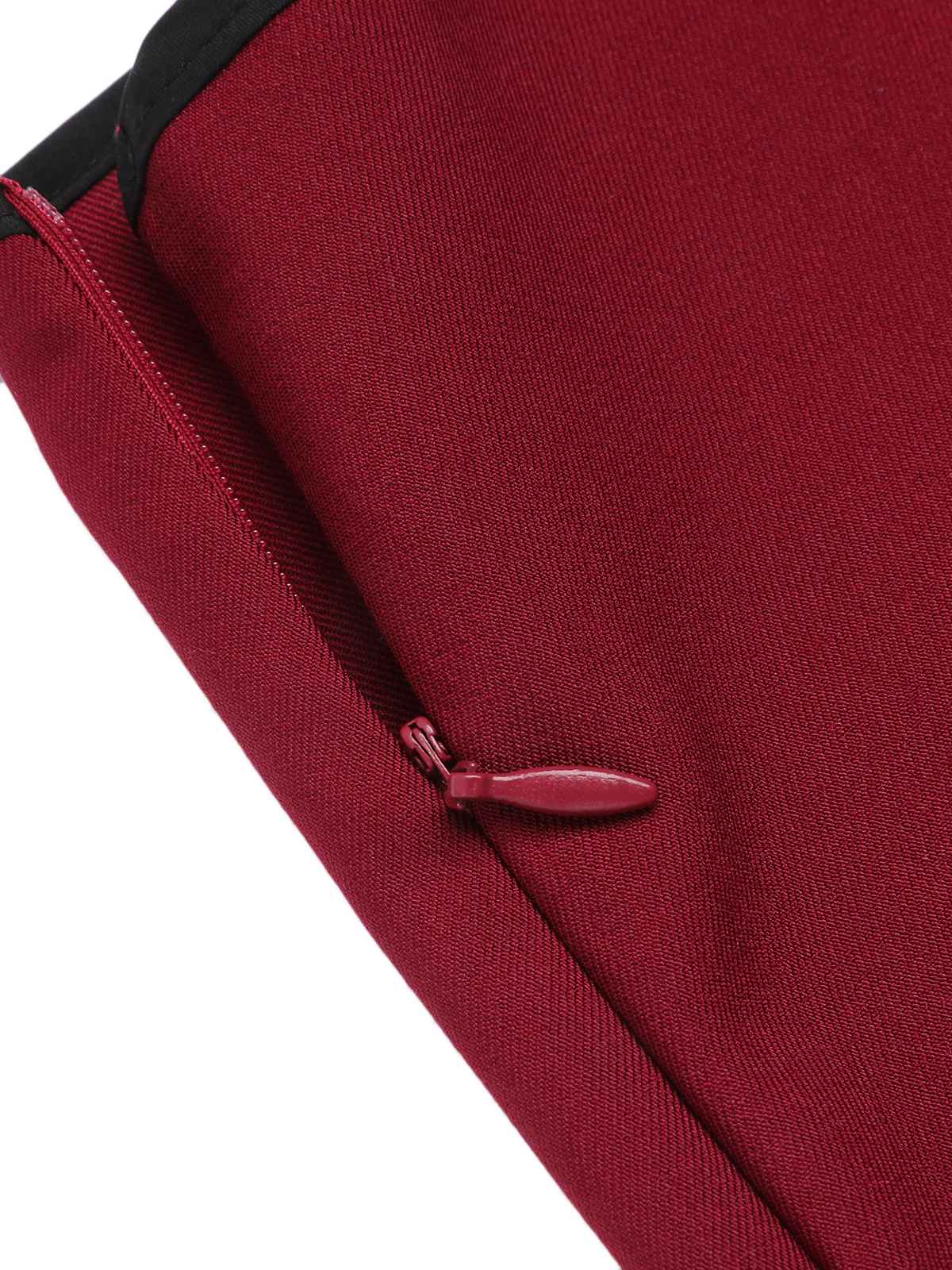 Red 1950s Elastic Waist Solid Shorts - Image 6