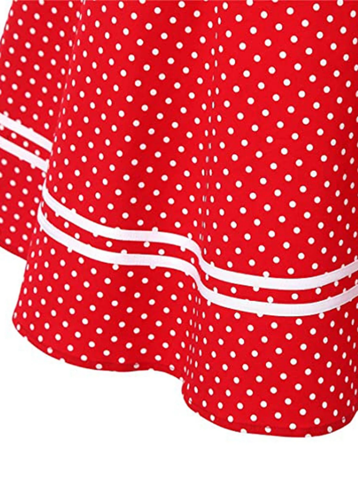 Red 1950s Halter Polka Dot Dress - Image 5