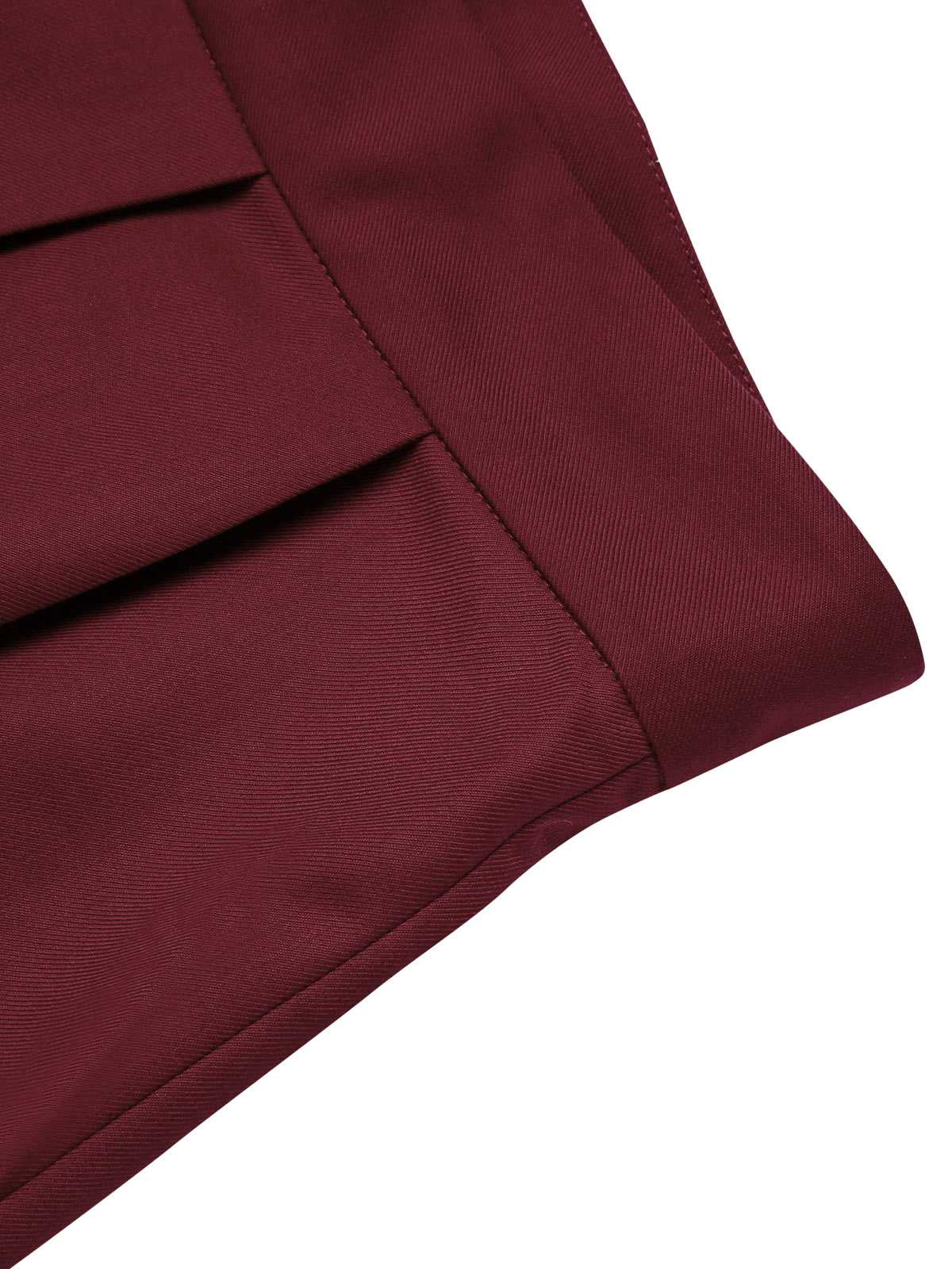 Red 1950s Pleated Turn Over Shorts - Image 5