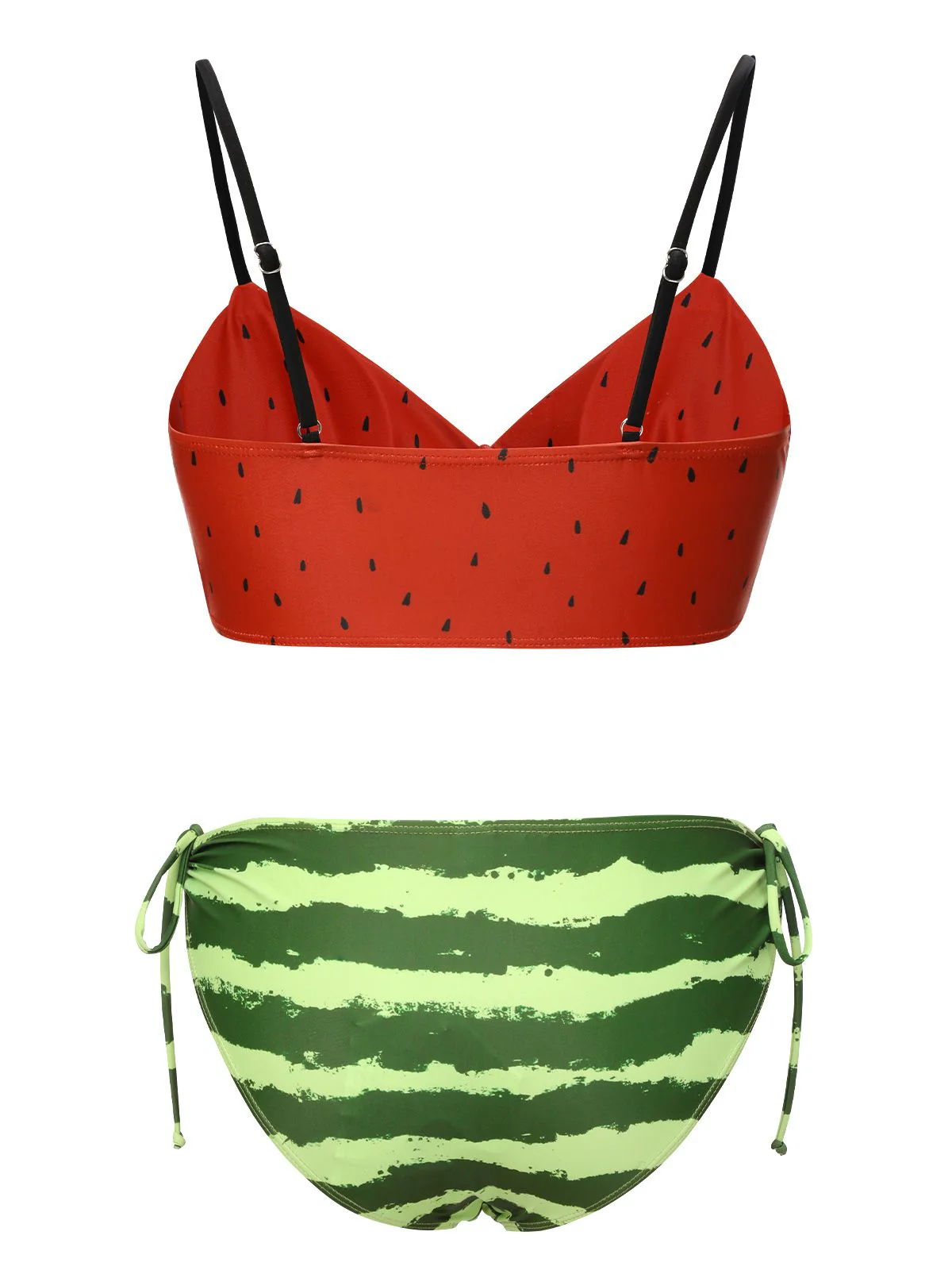 Red 1950s Watermelon Suspender Bikini Set - Image 4
