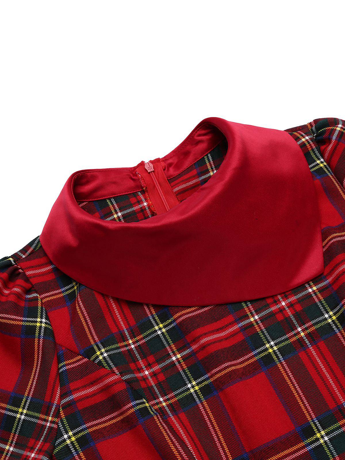Red 1960s Plaids Bodycon Dress - Image 4