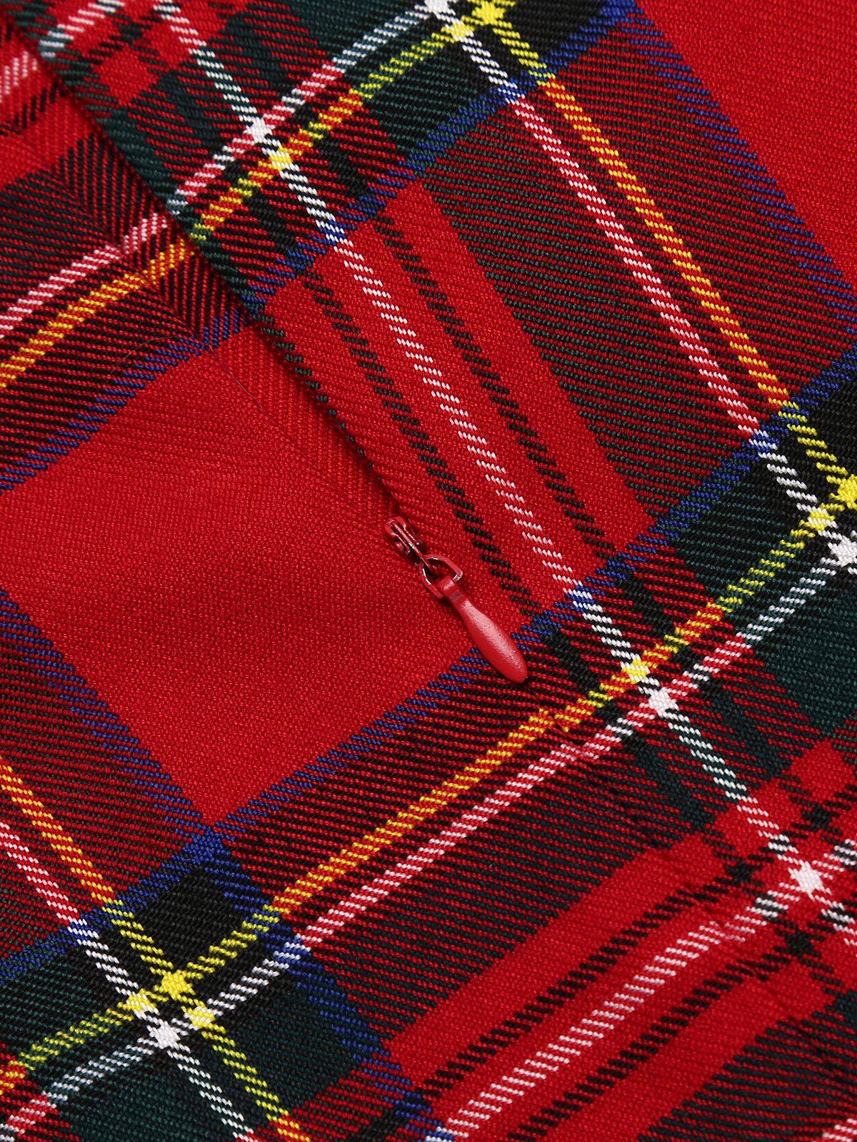 Red 1960s Plaids Bodycon Dress - Image 5