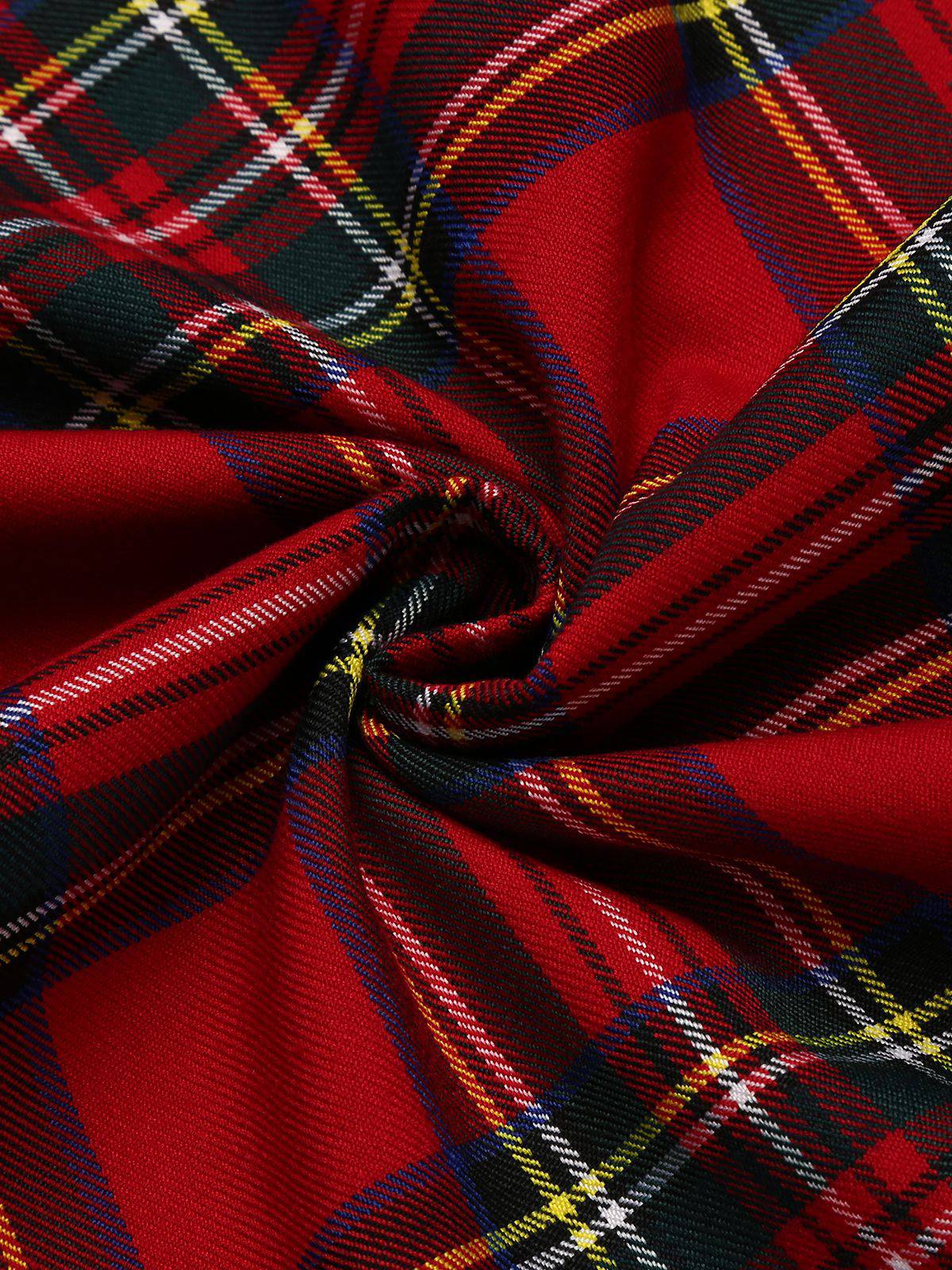 Red 1960s Plaids Bodycon Dress - Image 7