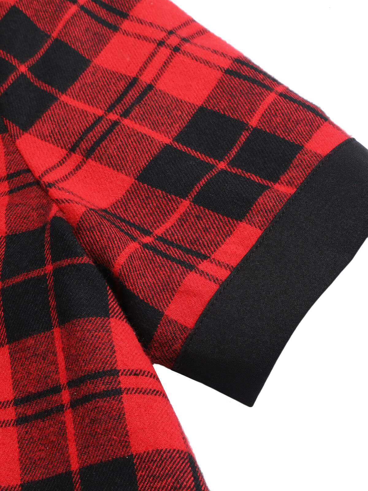 Red & Black 1960s Plaid Bow Collar Pencil Dress - Image 6