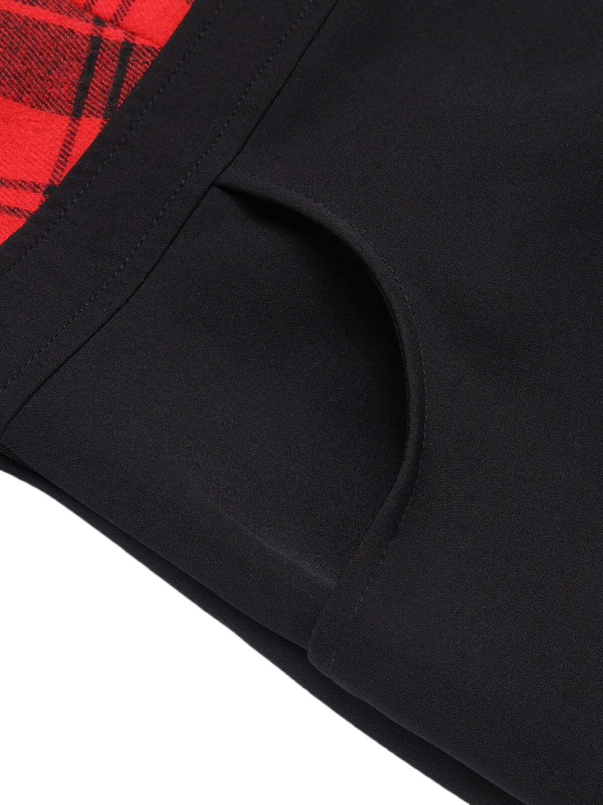 Red & Black 1960s Plaid Bow Collar Pencil Dress - Image 7