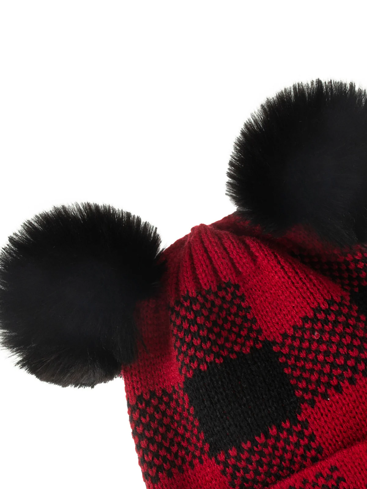 Red & Black Plaid Hairball Knitted Parent Hat - Image 6