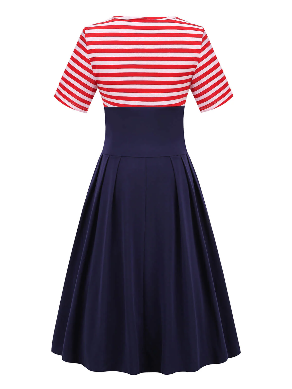 Red & Blue 1970s Stripe Patchwork Swing Dress - Image 3