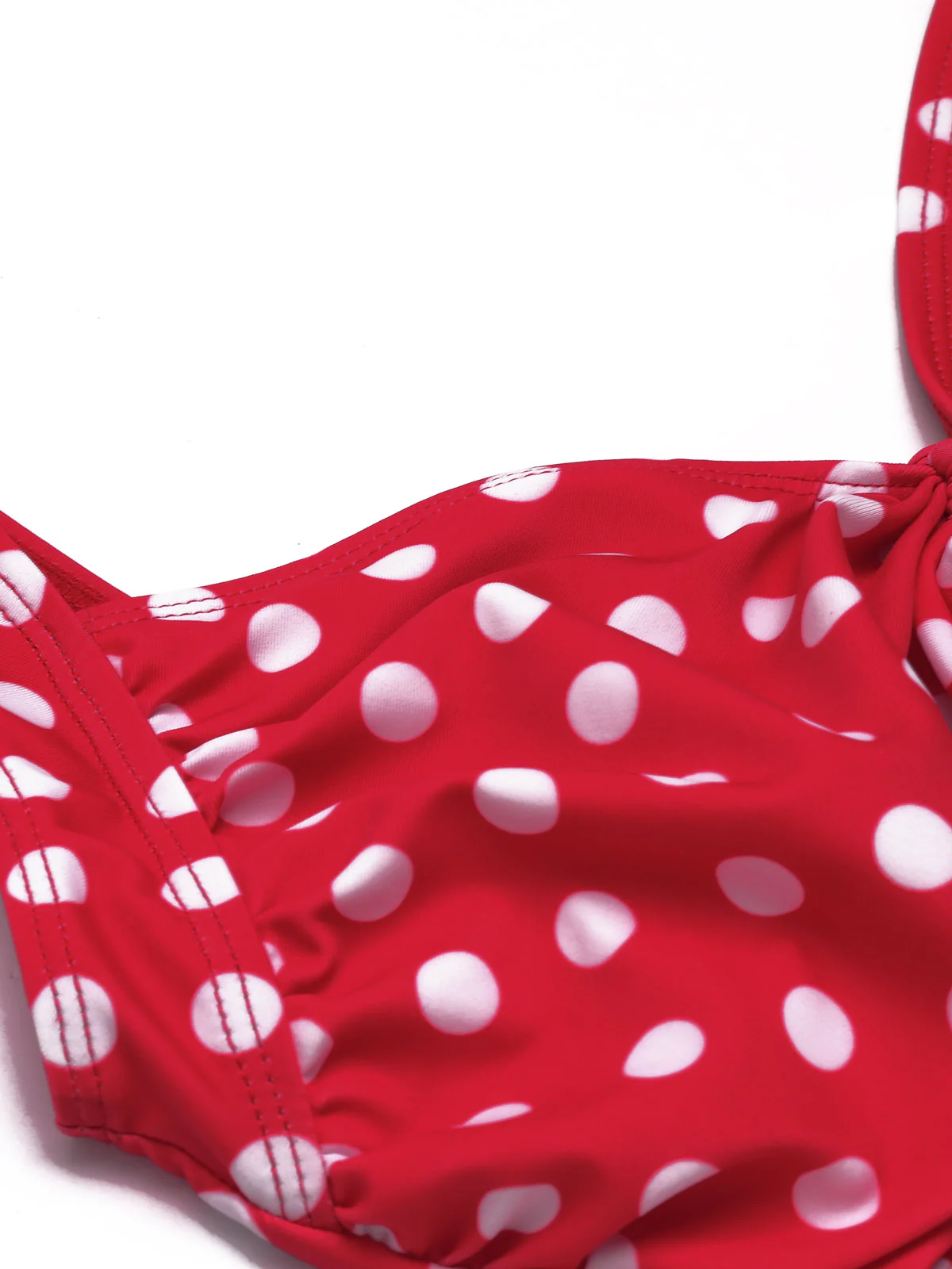 Red 1940s Polka Dot Strap One-Piece Swimsuit - Image 6
