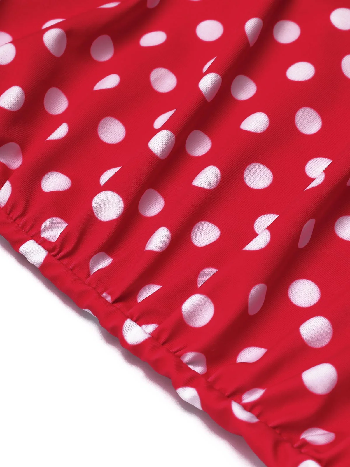 Red 1940s Polka Dot Strap One-Piece Swimsuit - Image 7