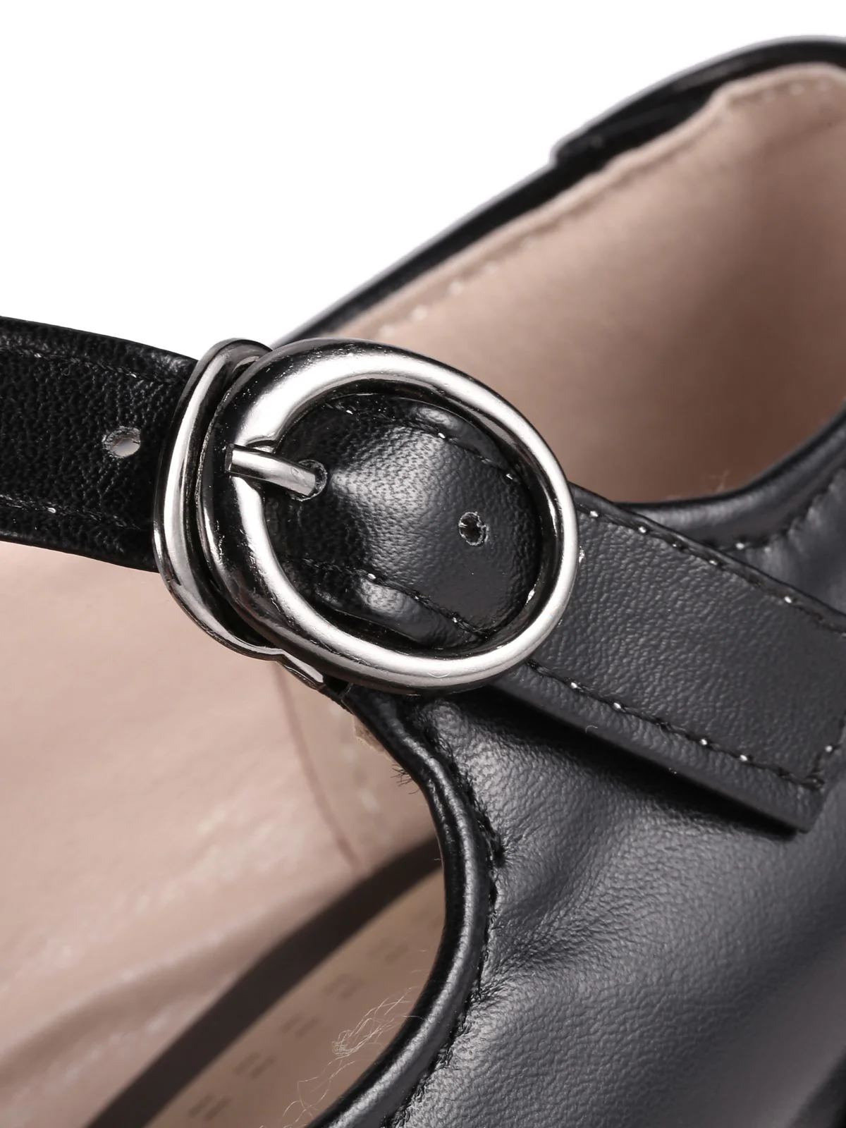 Retro Black T-Strap Chunky Heels Shoes - Image 5