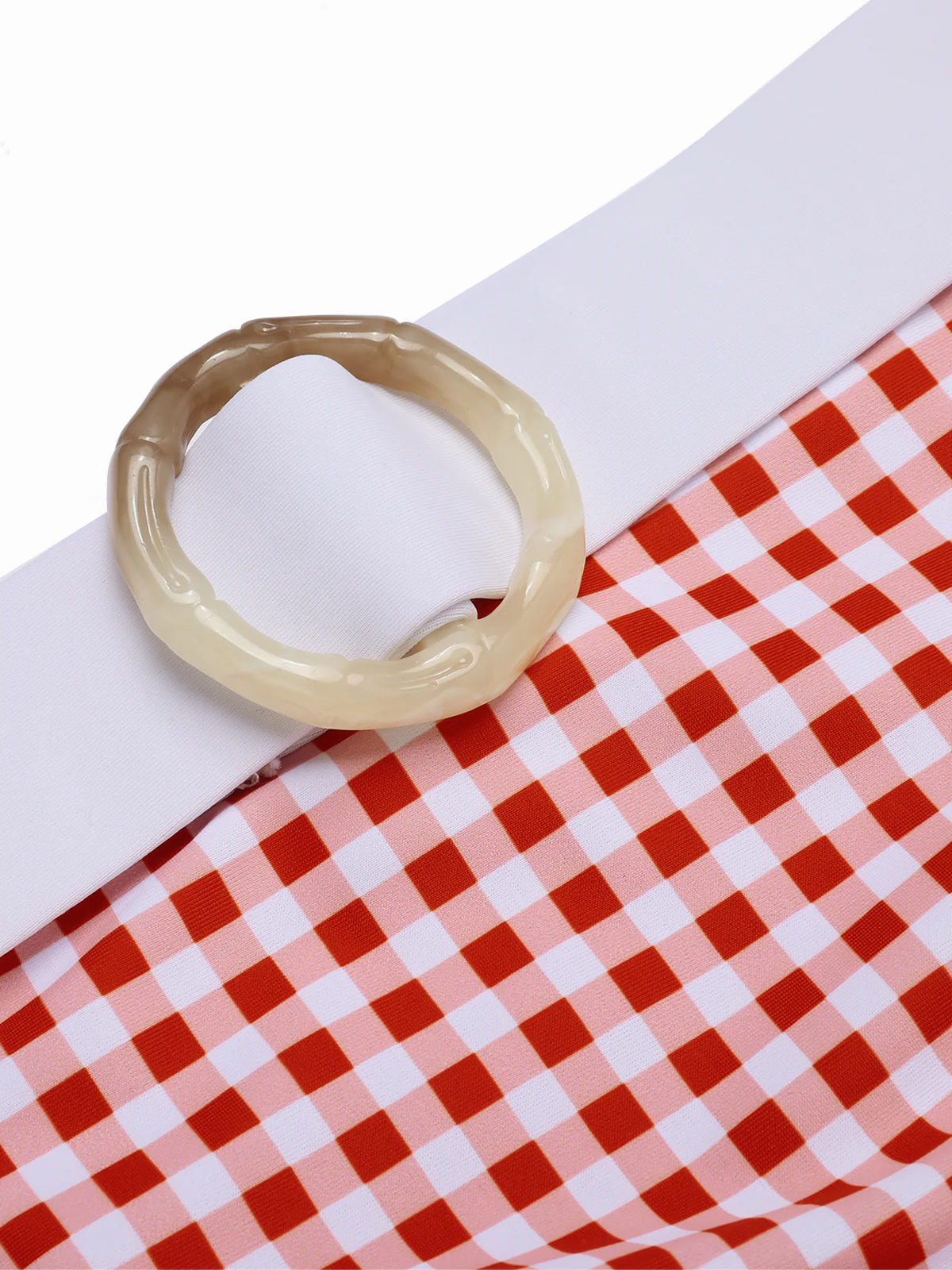 Retro Red 1940s Plaid Halter Bikini Set - Image 7