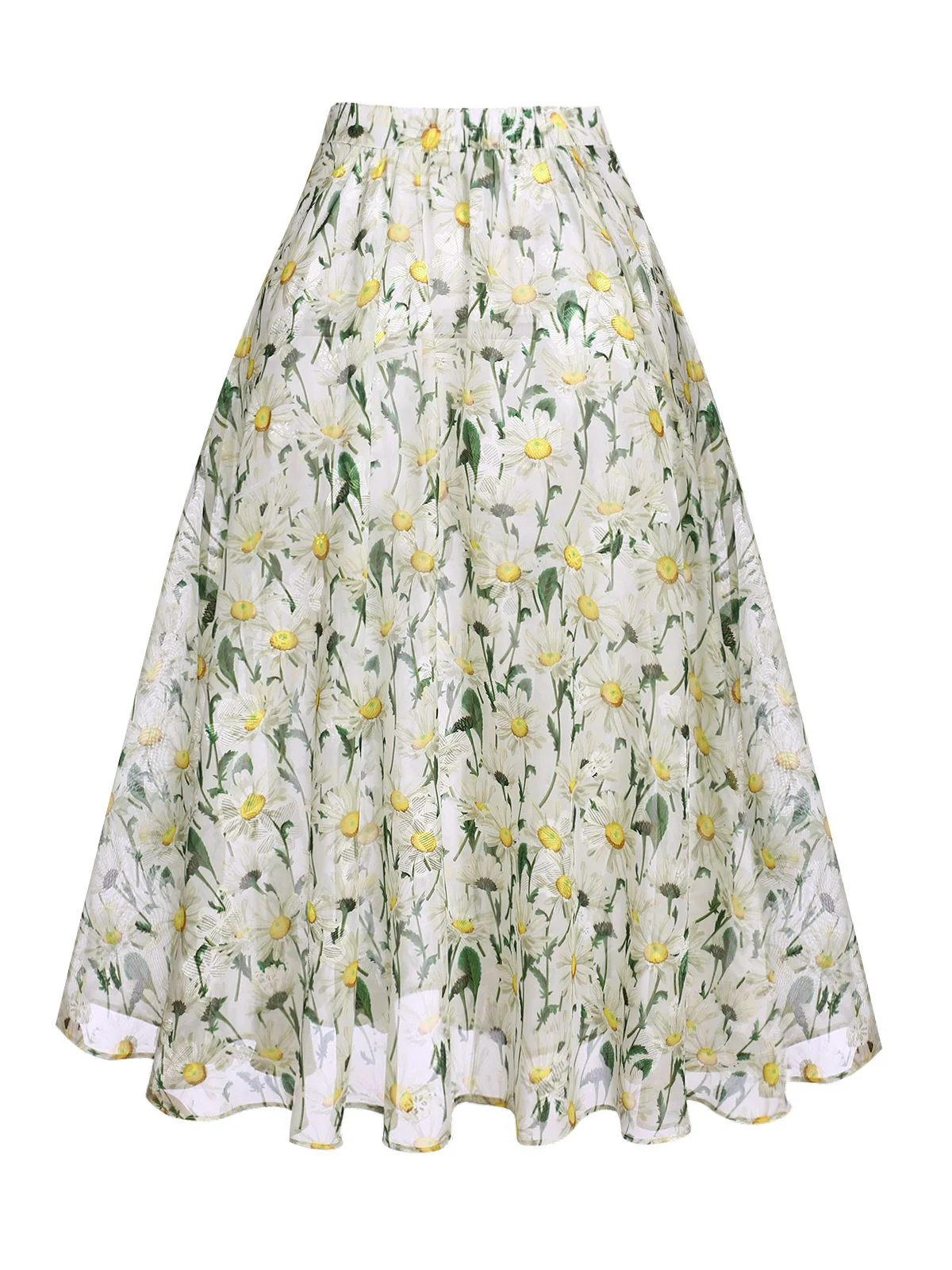 Retro White Floral Button Swing Cover-up - Image 5