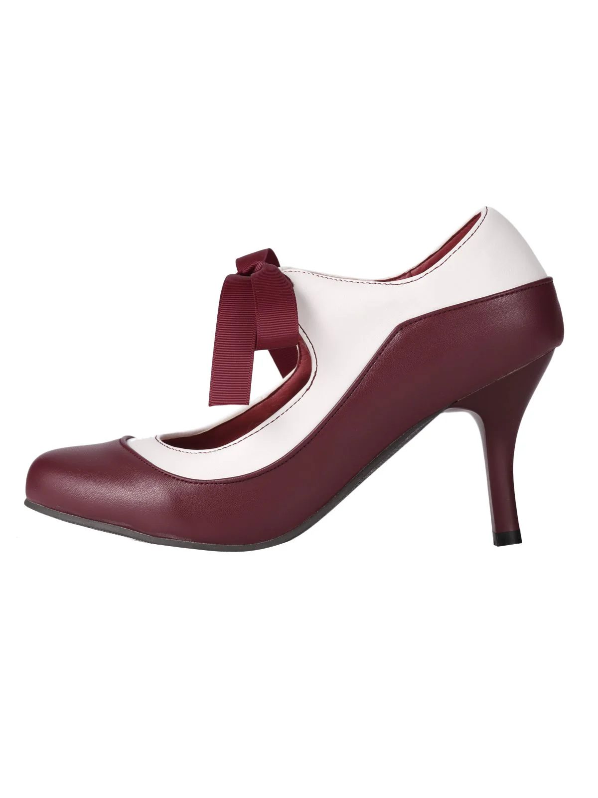Retro Wine Red Lace-Up Stiletto Shoes - Image 4