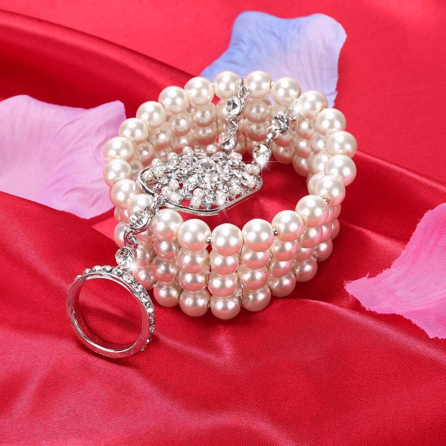 Silver 1920s Pearl Flapper Bracelet - Image 4