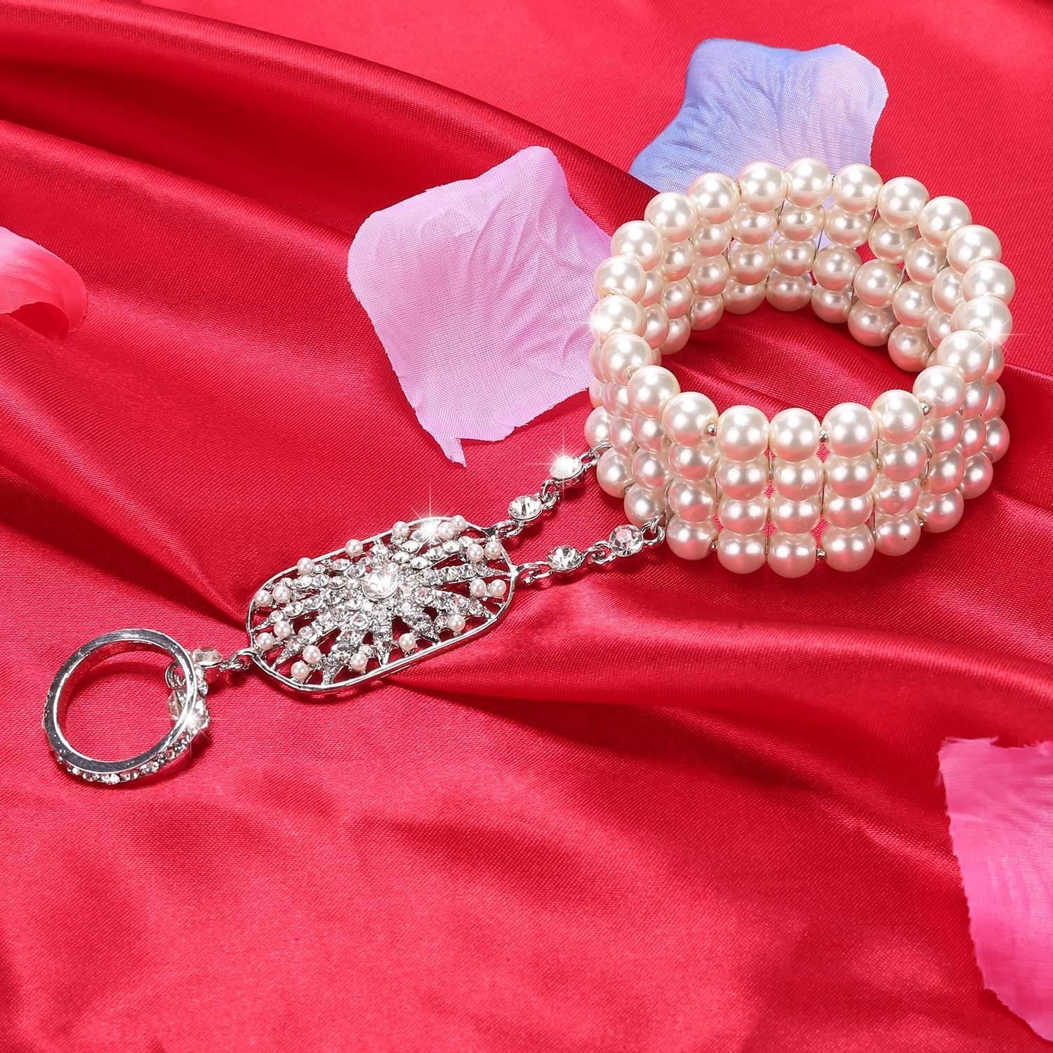 Silver 1920s Pearl Flapper Bracelet - Image 5