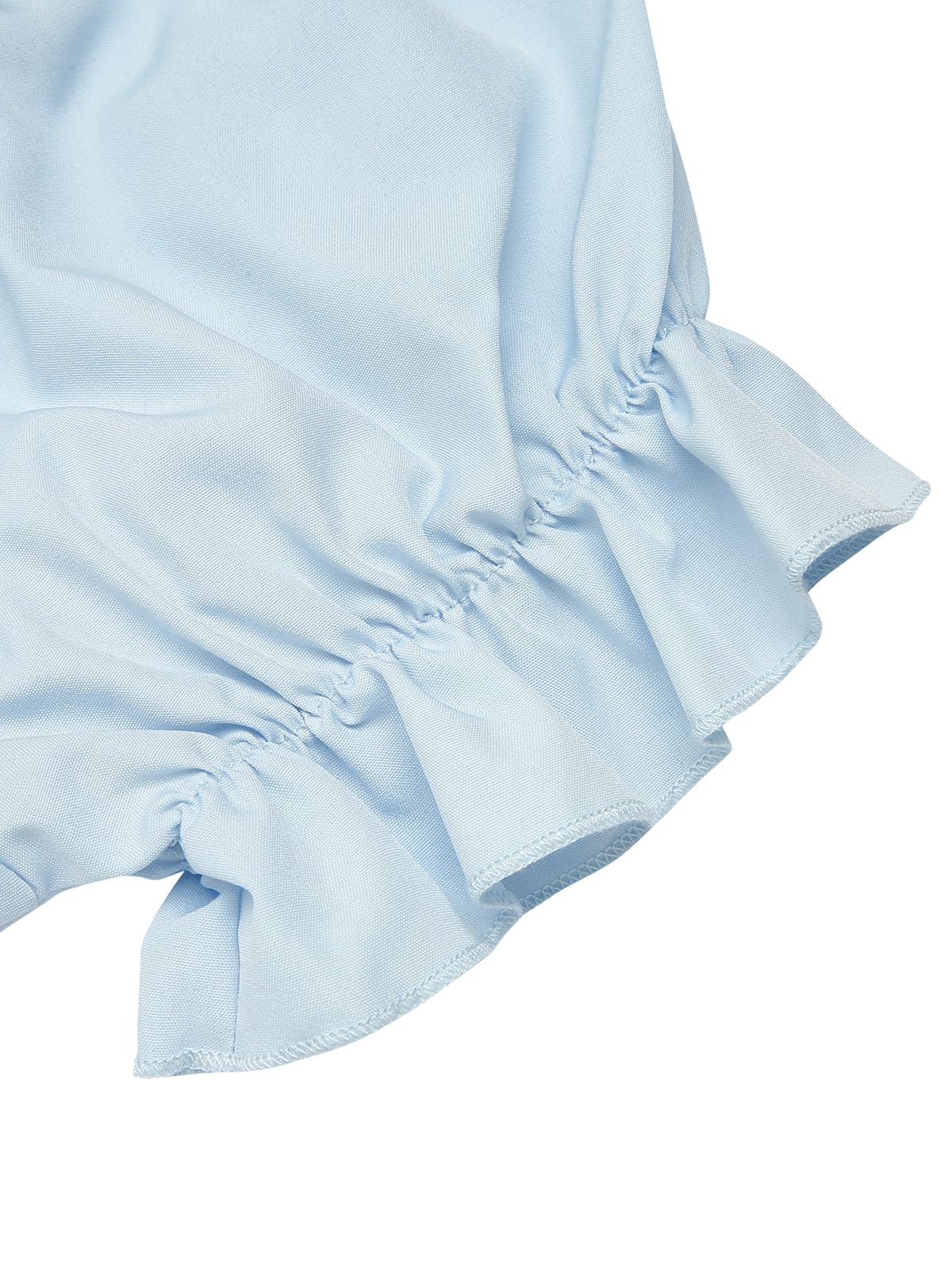 Sky Blue 1950s Solid Puff Sleeves Tops - Image 5