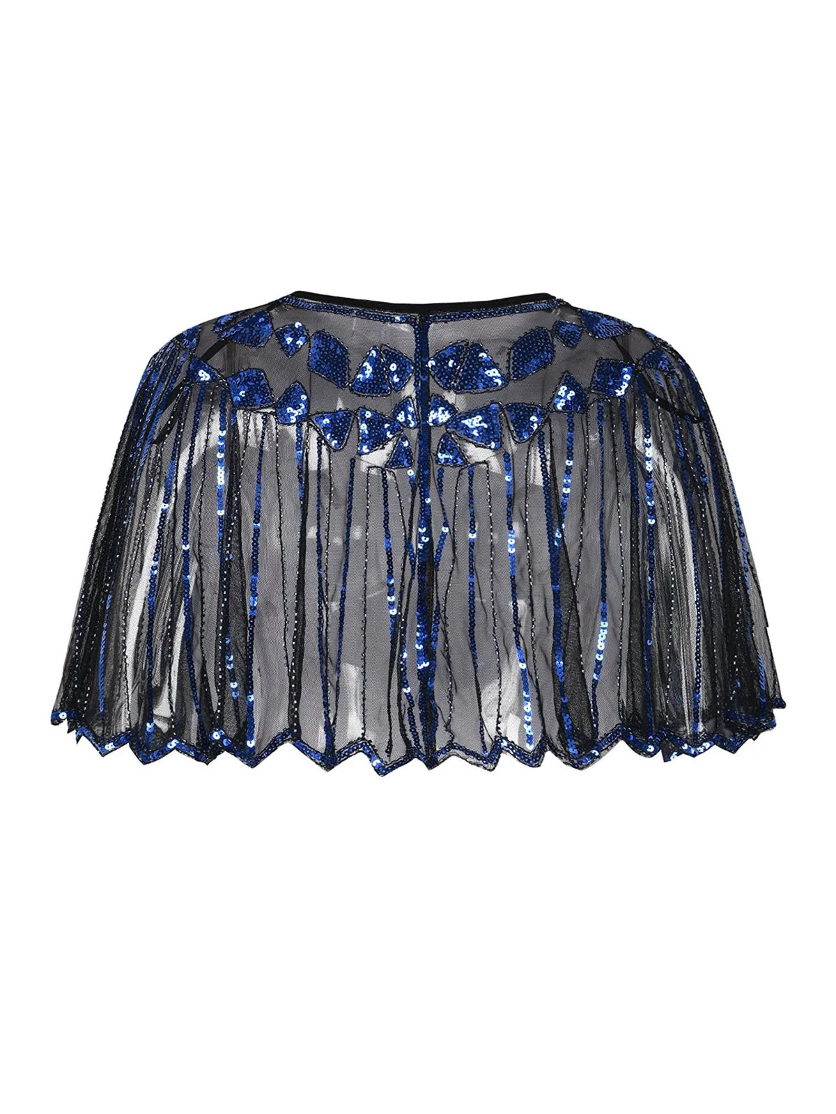 [US Warehouse] Blue 1920s Shawl Beaded Sequin Flapper Cape - Image 3