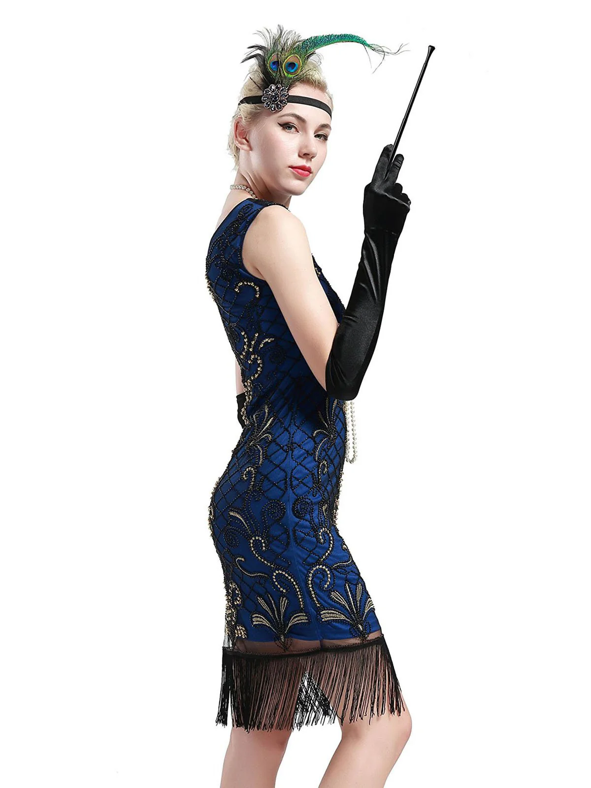 [US Warehouse] Black 1920s Flapper Costume Set - Image 3
