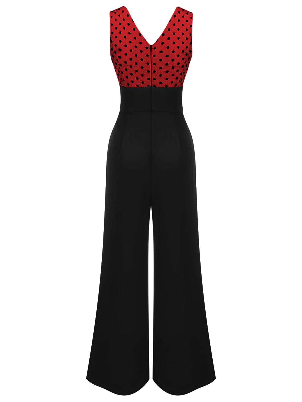 [Pre-Sale] 1930s Polka Dot Patchwork Button Jumpsuit - Image 6