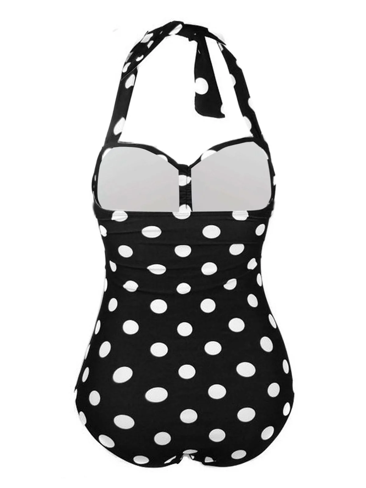 1950s Halter Polka Dot One-Piece Swimsuit - Image 5