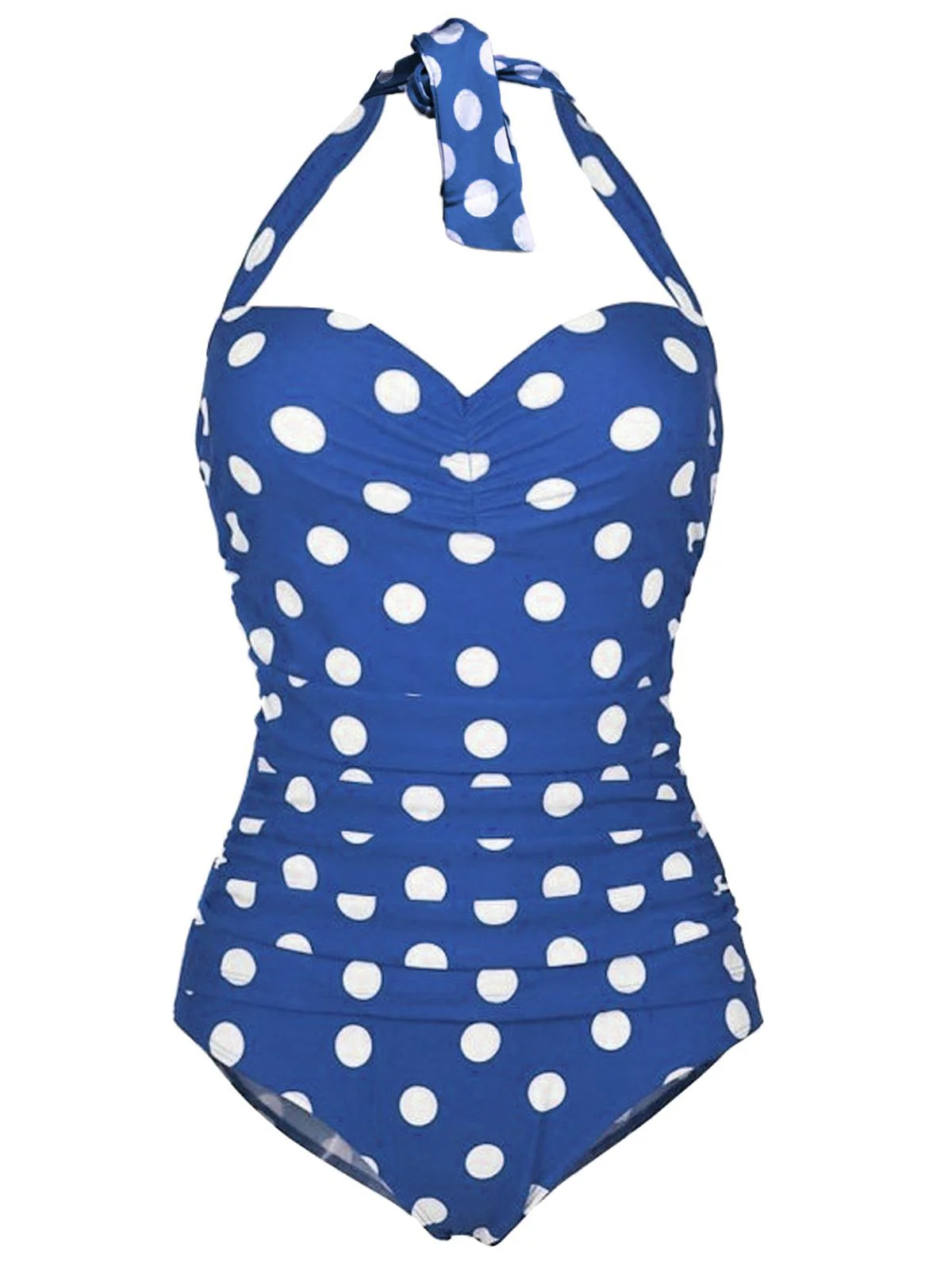 1950s Halter Polka Dot One-Piece Swimsuit - Image 6