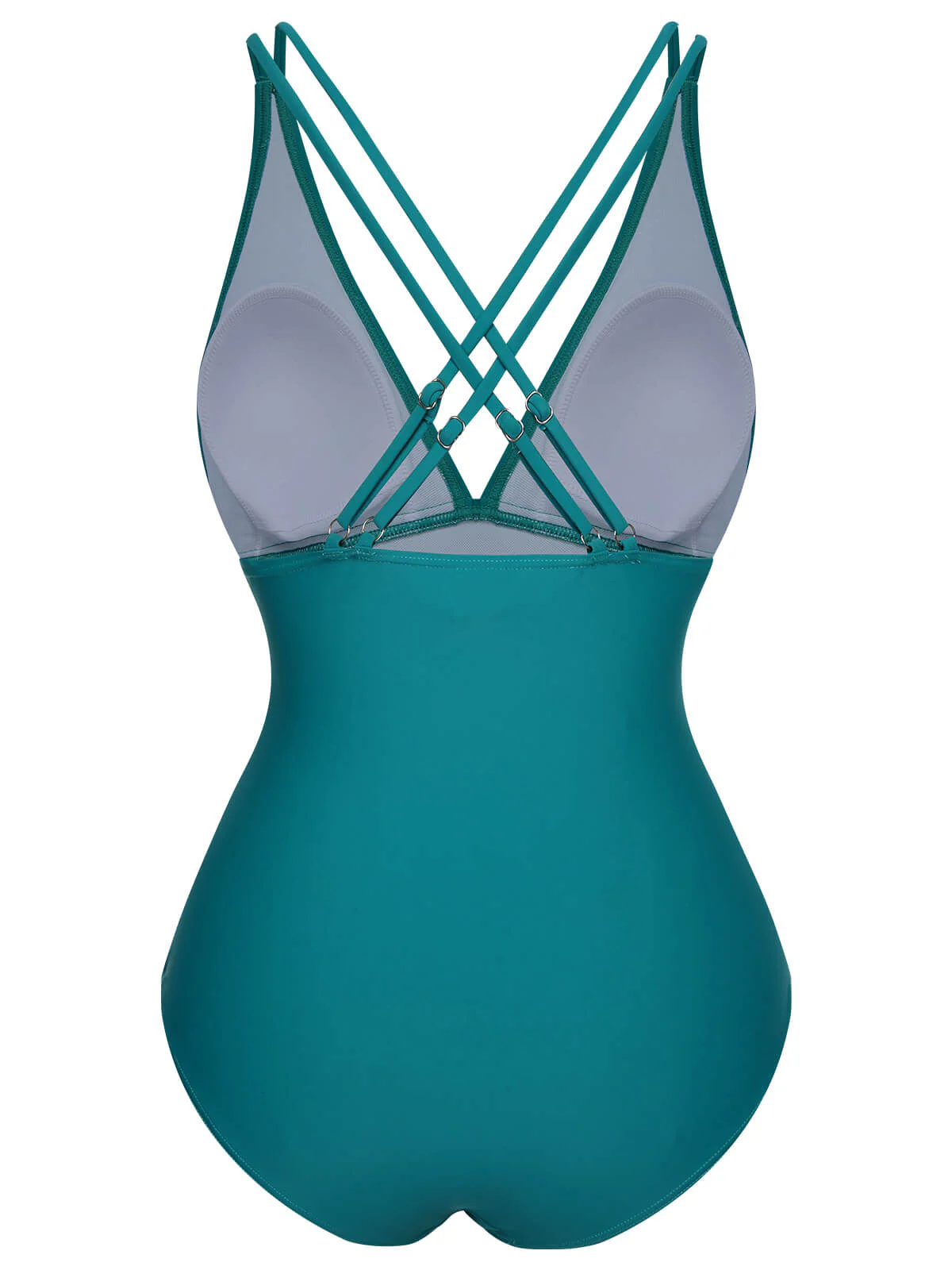 1950s Solid V-Neck One-Piece Swimsuit - Image 11