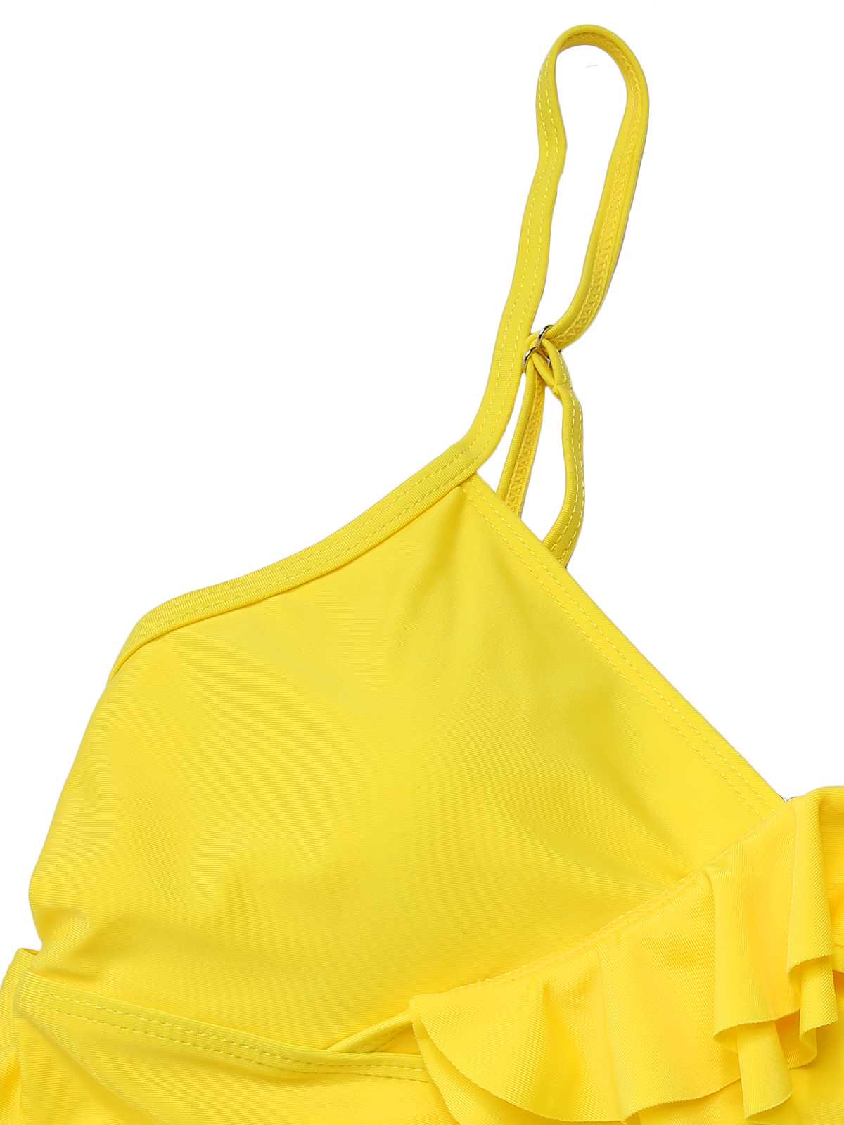 2PCS Yellow 1950s Sunflower Ruffles V-Neck Swimsuit - Image 5