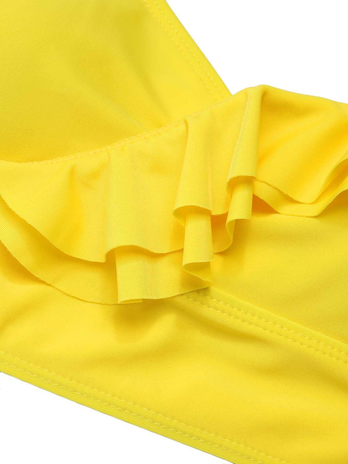 2PCS Yellow 1950s Sunflower Ruffles V-Neck Swimsuit - Image 6
